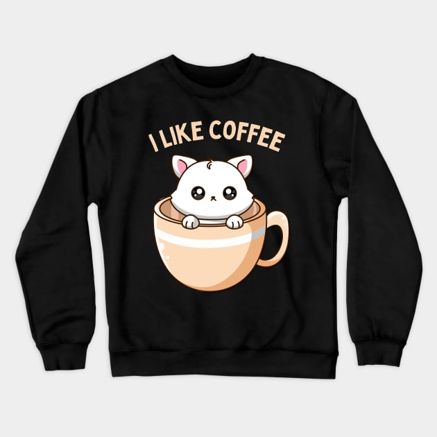 I like Coffee First Cute little cats I need coffee addict This Girl Runs On Caffeine And Sarcasm Crewneck Sweatshirt by BoogieCreates